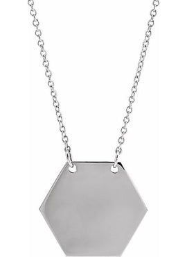 14K White Gold 17.8x15.5 mm Medical Identification 18