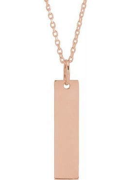 14K White Gold 20x5 mm Engravable Bar Charm/Pendant