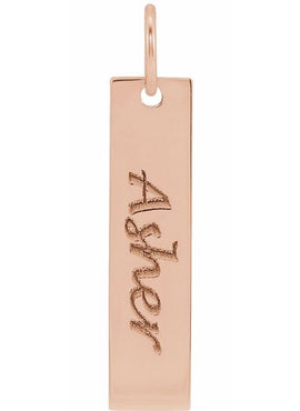 14K White Gold 20x5 mm Engravable Bar Charm/Pendant