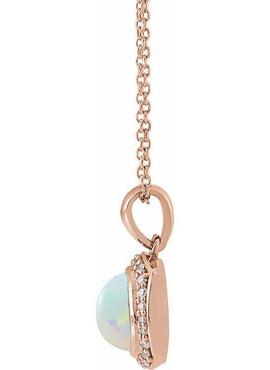 14K Rose Gold Natural Ethiopian Opal & 1/8 CTW Natural Diamond Halo-Style 16-18