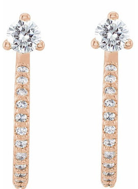 14K White Gold Natural Aquamarine & 1/8 CTW Natural Diamond J-Hoop Earrings