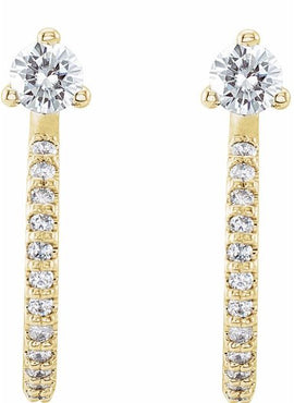 14K White Gold Natural Aquamarine & 1/8 CTW Natural Diamond J-Hoop Earrings