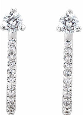 14K White Gold Natural Aquamarine & 1/8 CTW Natural Diamond J-Hoop Earrings