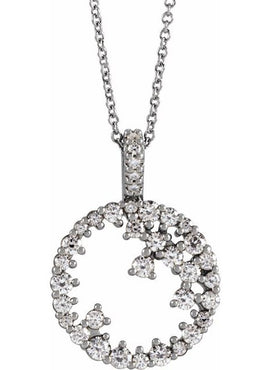 14K White Gold 5/8 CTW Natural Diamond Scattered Circle Pendant