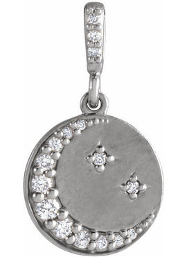 14K White Gold 1/10 CTW Natural Diamond Crescent Moon 16-18