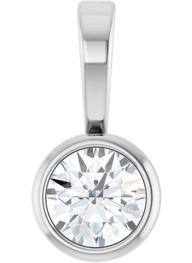 Sterling Silver .06 CT Natural Diamond Bezel-Set Solitaire Pendant
