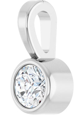 Sterling Silver .06 CT Natural Diamond Bezel-Set Solitaire Pendant