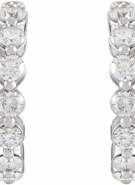 14K White Gold 1 3/8 CTW Natural Diamond 16.5 mm Hoop Earrings