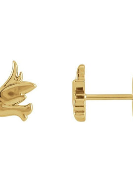 14K Rose Gold Tiny Bird Stud Earrings