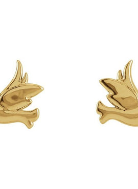 14K Rose Gold Tiny Bird Stud Earrings