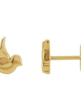 14K Rose Gold Tiny Bird Stud Earrings