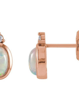 Sterling Silver Natural Ethiopian Opal & .06 CTW Natural Diamond Bezel-Set Earrings