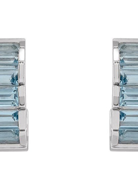 Platinum Natural Aquamarine Hoop Earrings