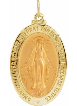 14K Yellow Gold 12x8 mm Oval Miraculous Medal