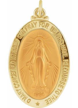 14K Yellow Gold 12x8 mm Oval Miraculous Medal