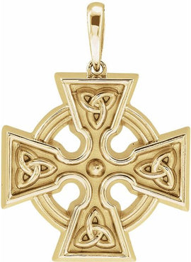 14K Yellow Gold Celtic-Inspired Cross Pendant