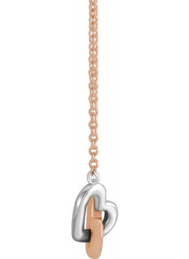 14K Rose Gold Interlocking Heart 16