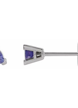 14K White Gold 3 mm Trillion Natural Tanzanite V-Prong Earrings
