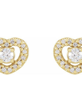 14K Yellow Gold 1/3 CTW Natural Diamond Heart Earrings