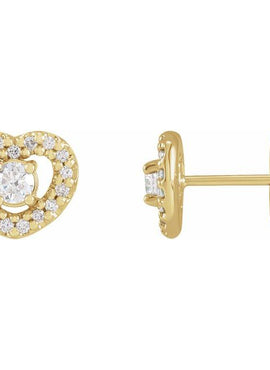 14K Yellow Gold 1/3 CTW Natural Diamond Heart Earrings