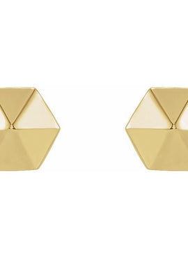 14K Rose Gold Hexagon Earrings