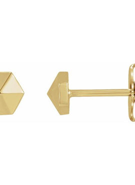 14K Rose Gold Hexagon Earrings