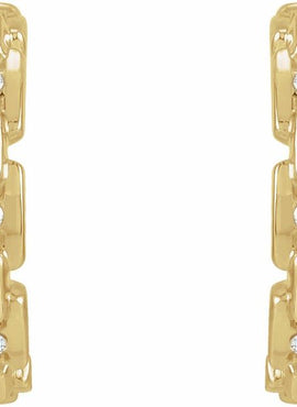 14K Yellow Gold .04 CTW Natural Diamond Chain Link 12.5 mm Huggies