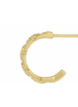 14K Yellow Gold .04 CTW Natural Diamond Chain Link 12.5 mm Huggies