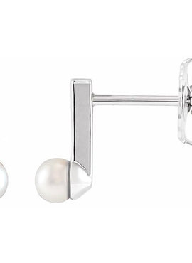 14K Yellow Gold Cultured Seed Pearl Bar Earrings