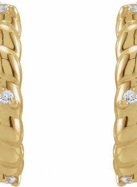 14K White Gold .03 CTW Natural Diamond Rope Huggies