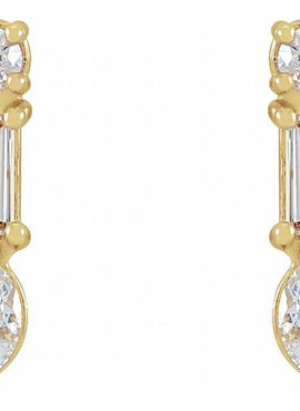 14K Yellow Gold 1/4 CTW Natural Diamond Multi-Shape Bar Earrings