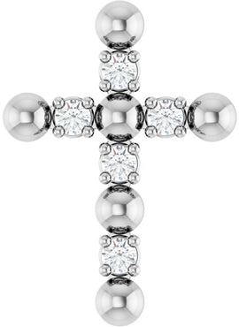 14K Rose Gold .07 CTW Natural Diamond Beaded Cross Pendant