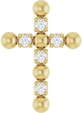 14K Rose Gold .07 CTW Natural Diamond Beaded Cross Pendant