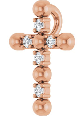14K Rose Gold .07 CTW Natural Diamond Beaded Cross Pendant