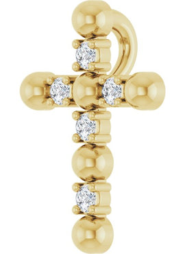 14K Rose Gold .07 CTW Natural Diamond Beaded Cross Pendant