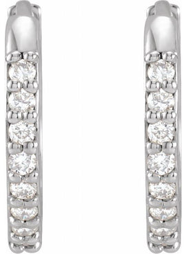 14K Rose Gold 1/8 CTW Natural Diamond Hinged 12.5 mm Hoop Earrings