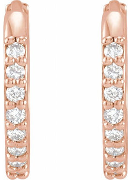 14K Rose Gold 1/8 CTW Natural Diamond Hinged 12.5 mm Hoop Earrings