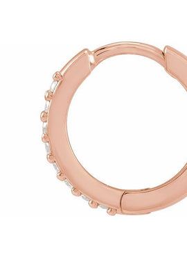 14K Rose Gold 1/8 CTW Natural Diamond Hinged 12.5 mm Hoop Earrings