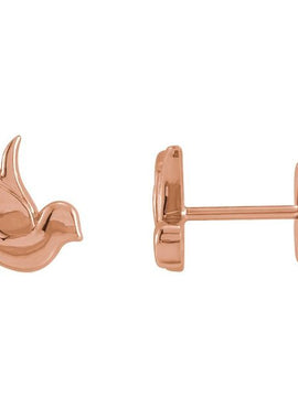 14K Rose Gold Tiny Bird Stud Earrings