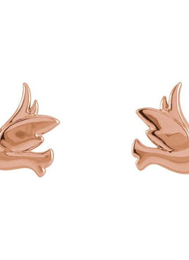 14K Rose Gold Tiny Bird Stud Earrings