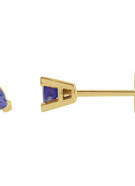 14K White Gold 3 mm Trillion Natural Tanzanite V-Prong Earrings