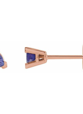 14K White Gold 3 mm Trillion Natural Tanzanite V-Prong Earrings