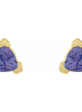 14K White Gold 3 mm Trillion Natural Tanzanite V-Prong Earrings