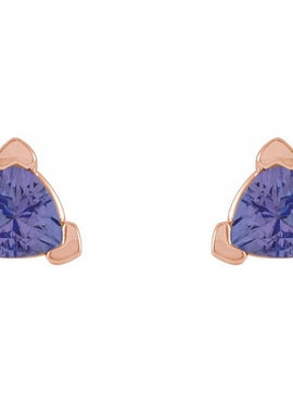 14K White Gold 3 mm Trillion Natural Tanzanite V-Prong Earrings