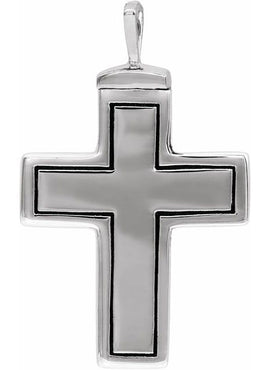 10K White Gold 26x16.5 mm Cross Ash Holder Pendant