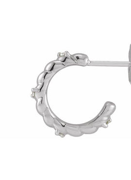 14K White Gold .03 CTW Natural Diamond Rope Huggies