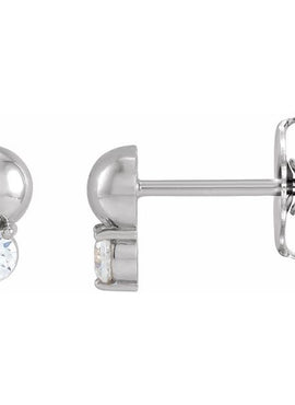 Platinum 1/5 CTW Natural Diamond Bead Earrings