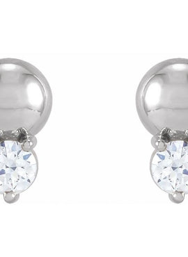 Platinum 1/5 CTW Natural Diamond Bead Earrings