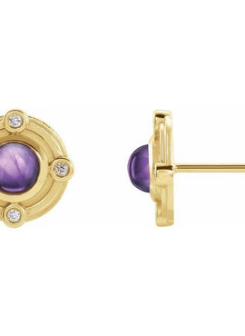 Sterling Silver Natural Amethyst & .03 CTW Natural Diamond Earrings