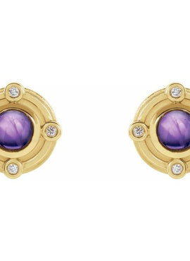 Sterling Silver Natural Amethyst & .03 CTW Natural Diamond Earrings